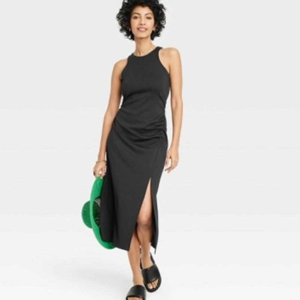 NEW A New Day Women's Sleeveless Ponte Racerback Maxi dress -  Black Size Medium - Picture 4 of 13
